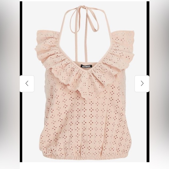 Express M Eyelet Ruffle Halter Top - Picture 12 of 13